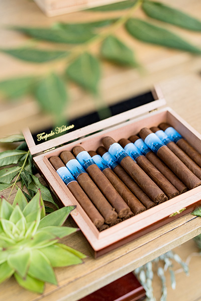 box of personalized wedding cigars