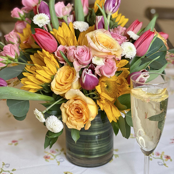 Mother's Day bouquet with a mix of colorful spring flowers