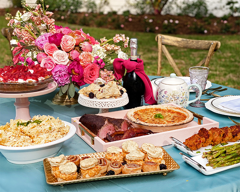 Mother's Day Brunch on a table in the garden