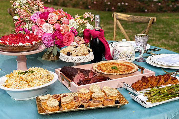 Mother's Day Brunch beautifully arranged on a table