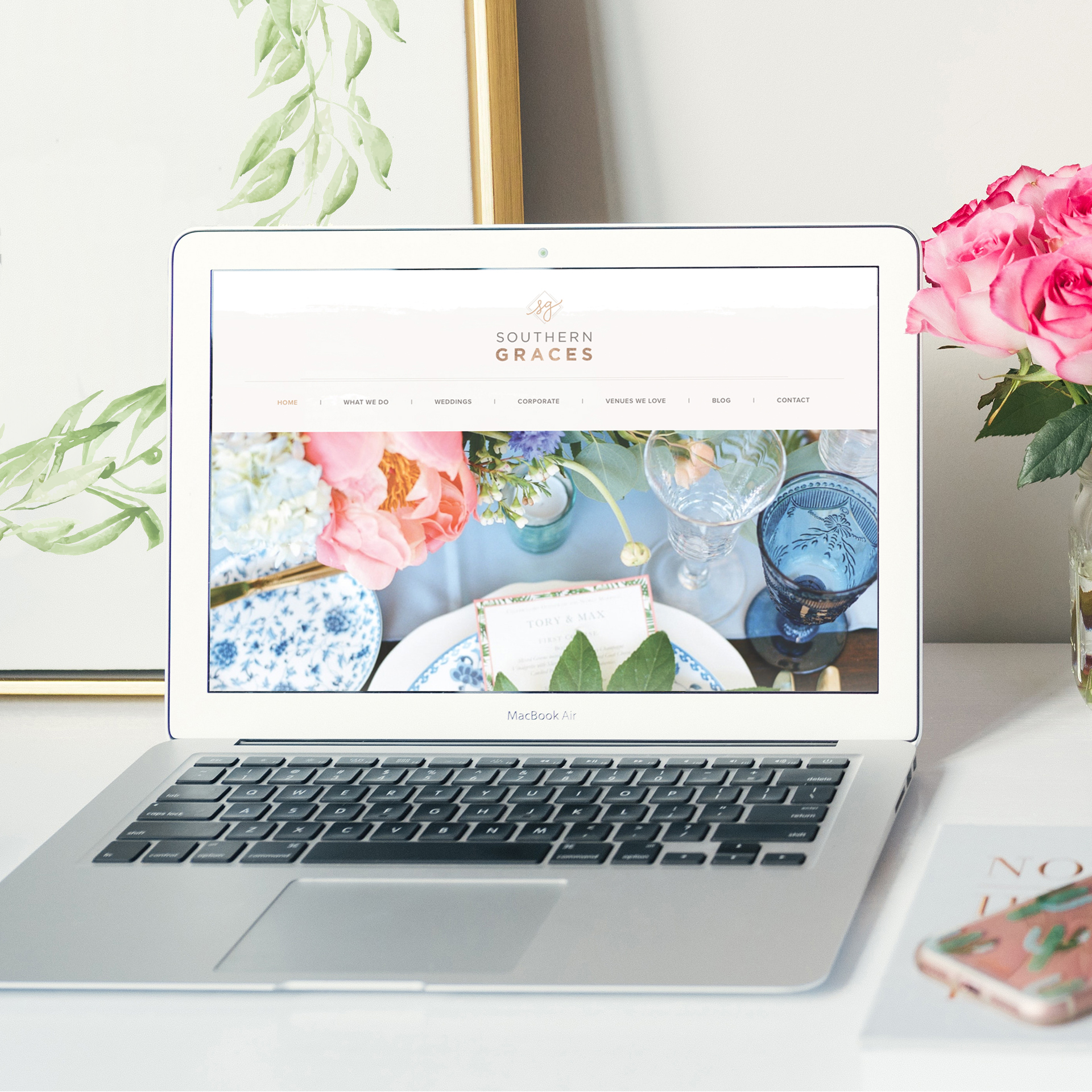 Southern Graces new website displayed on a laptop computer
